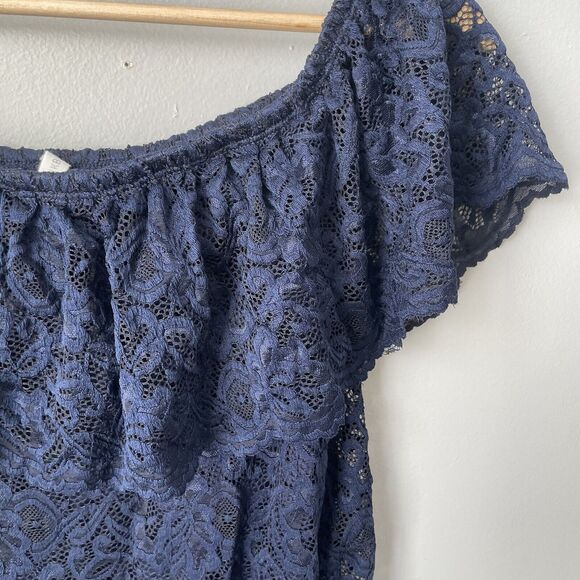 Pinkblush Maternity Blue Lace Off The Shoulder Dress‎ Medium - Picture 4 of 9